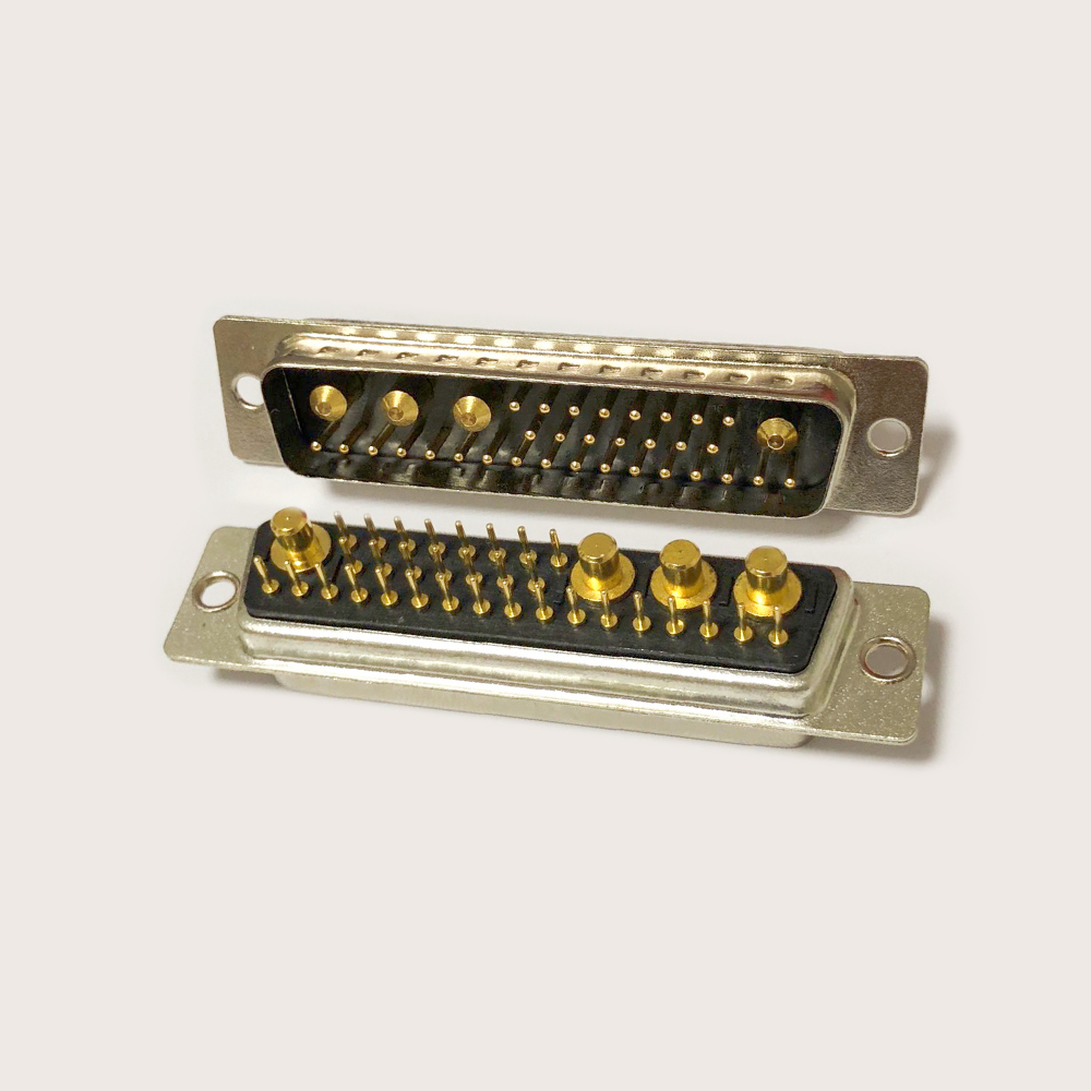 Elecbee D SUB Male Connector Power 36W4 180° Solder Type for Cable with Staking